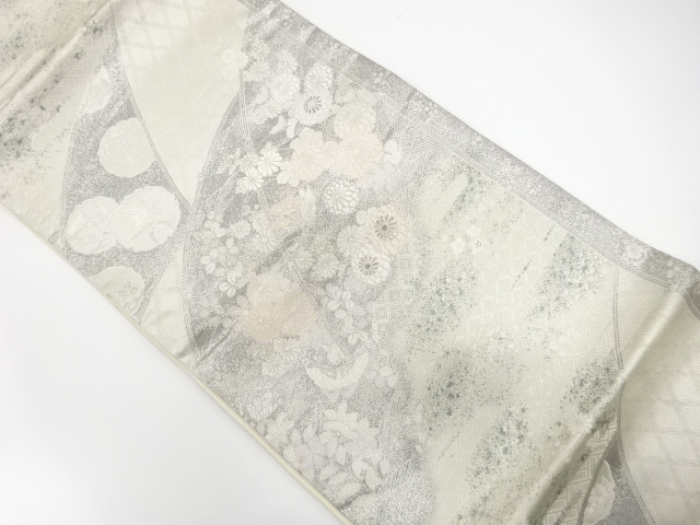 光悦垣に蝶・花模様織り出し　袋帯